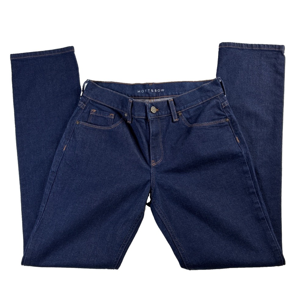 Mott & Bow Jeans Women 28x32 Blue Straight Boyfriend Mid Rise Denim Jeans Dark